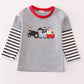 Grey farm applique boy top