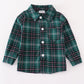 Green plaid boy button down shirt