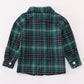 Green plaid boy button down shirt