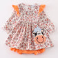 Coral floral cow applique girl bubble