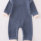 Blue cow applique boy romper