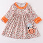 Coral floral cow applique dress