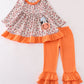 Coral floral cow applique girl set