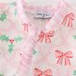 Pink christmas holly bow print girl romper