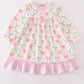 Pink christmas holly bow print girl gown