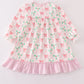 Pink christmas holly bow print girl gown