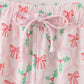 Pink christmas holly print women pajamas pants