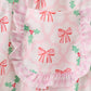 Pink christmas holly print women pajamas pants