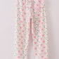 Pink christmas holly print women pajamas pants