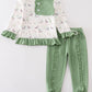 Sage duck print girl jogger ruffle set