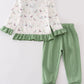 Sage duck print girl jogger ruffle set