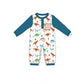 Navy dinosaur print boy romper