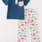 Navy dinosaur print boy set