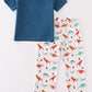 Navy dinosaur print boy set