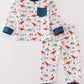 Navy dinosaur print boy pajamas set