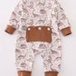 Brown dinosaur print boy romper