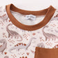 Brown dinosaur print boy set