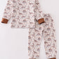 Brown dinosaur print boy set