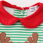 Green stripe christmas deer applique girl romper