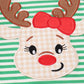 Green stripe christmas deer applique girl romper