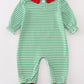 Green stripe christmas deer applique girl romper