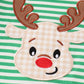 Green stripe christmas deer applique boy romper