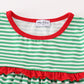 Green stripe christmas deer applique girl dress