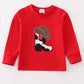 Red boots applique boy top