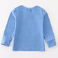 Blue train applique boy top