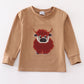 Brown cow applique boy top