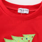 Red trolley christmas tree applique boy top