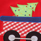 Red trolley christmas tree applique boy top