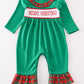 Green merry christmas embroidery girl romper