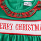 Green merry christmas embroidery girl romper