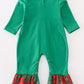 Green merry christmas embroidery girl romper