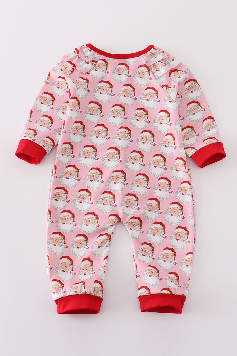 Pink christmas santa claus girl romper