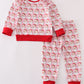 Pink christmas santa claus girl pajamas set