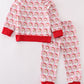 Pink christmas santa claus girl pajamas set