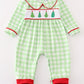 Green christmas tree embroidery boy romper