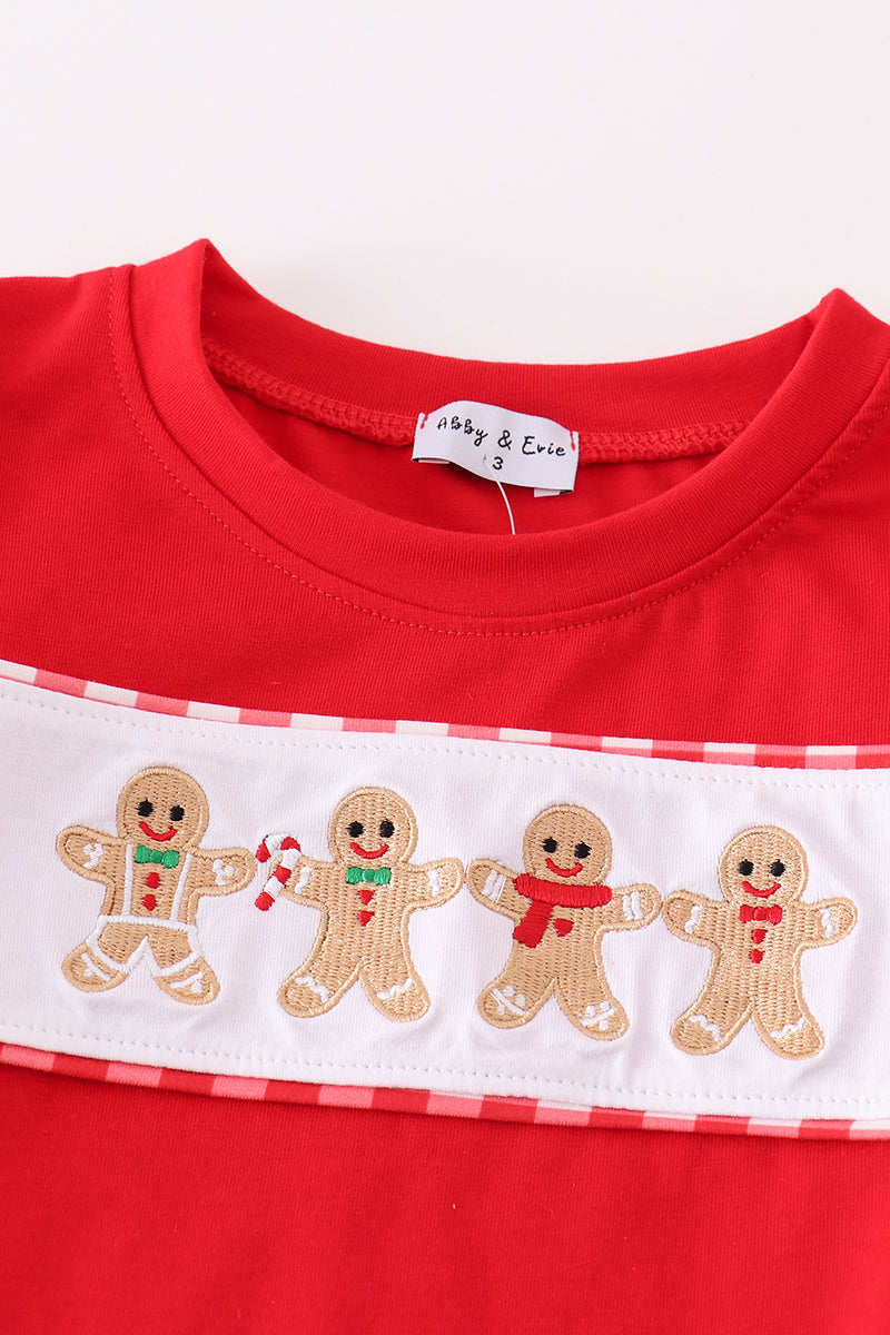 Red christmas gingerbread embroidery boy set