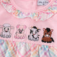 Pink farm animals embroidery girl romper