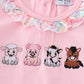 Pink farm animals embroidery girl set