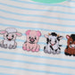 Green farm animals embroidery boy set