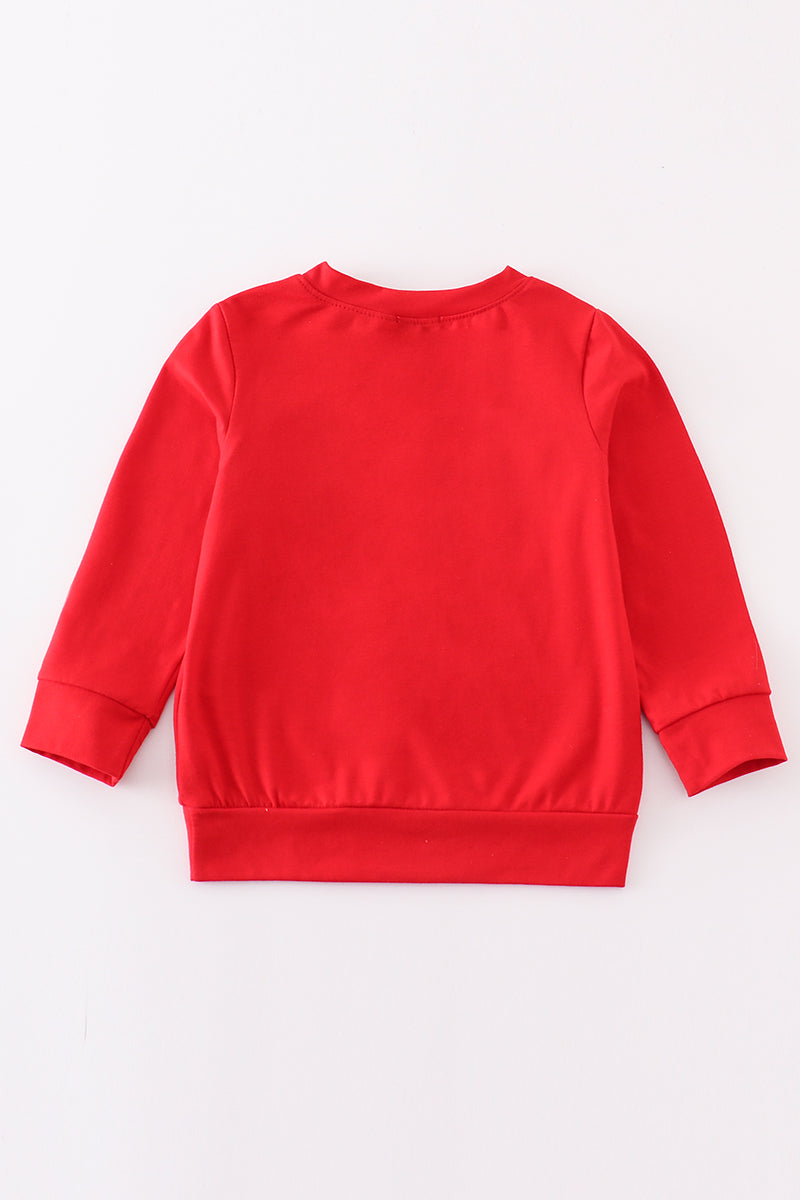 Red bulldogs embroidery boy top