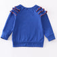 Blue chomp embroidery girl top