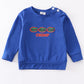 Blue chomp embroidery boy top