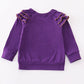 Purple geaux embroidery girl ruffle top