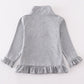 Grey character embroidery girl zipper pullover