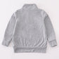 Grey character embroidery boy zipper pullover