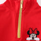 Red character embroidery girl zipper pullover